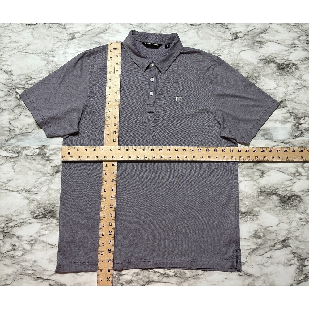 Travis Mathew Men's Golf Polo Shirt Size L Purple Striped Pima Cotton Blend - Picture 8 of 10